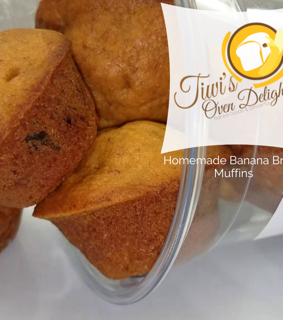 Homemade banana bread muffins in a clear container.